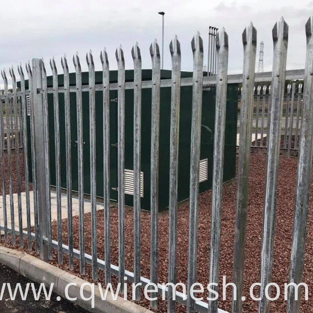 High Security W Pale Triple Pointed Hot Dipped Galvanized Steel Palisade Fencing